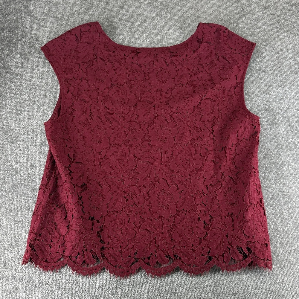 NWT Premise Studio Sleeveless Burgundy Lace Blouse Shirt Womens XL Business Work - Picture 6 of 7